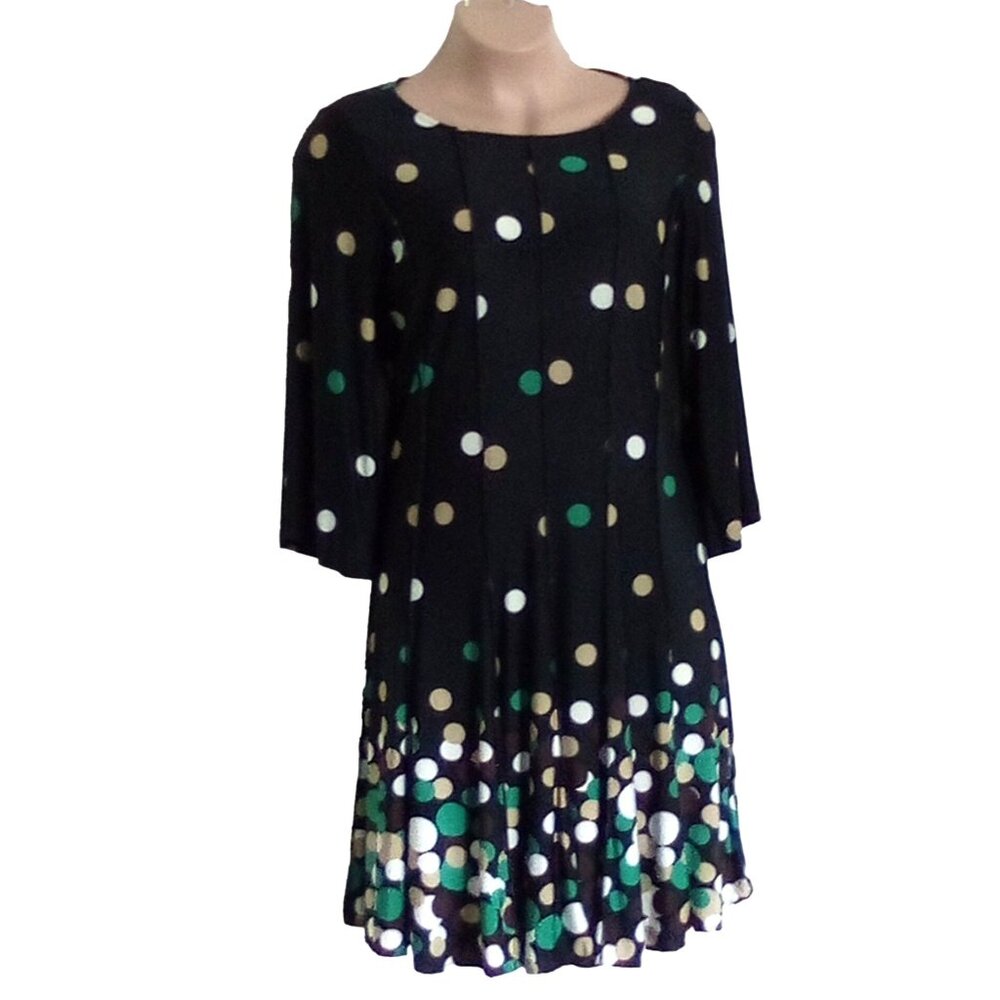 Ashley Stewart Women's Polka Dot Dress Size 14/16 Black Multicolor